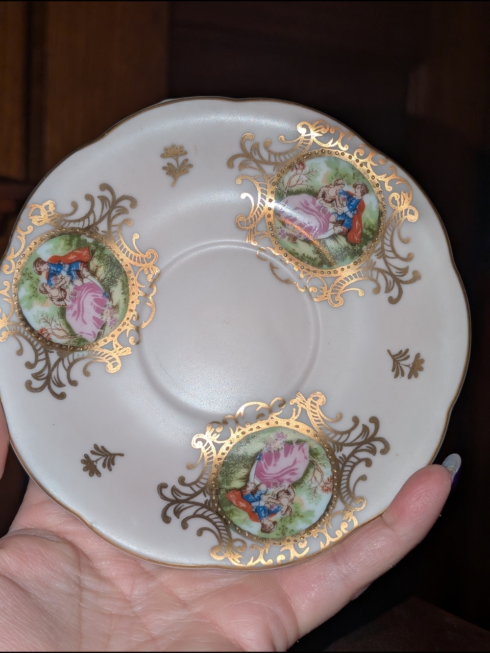 Vintage 1950s Lefton China Hand painted Saucier Gold Gilt